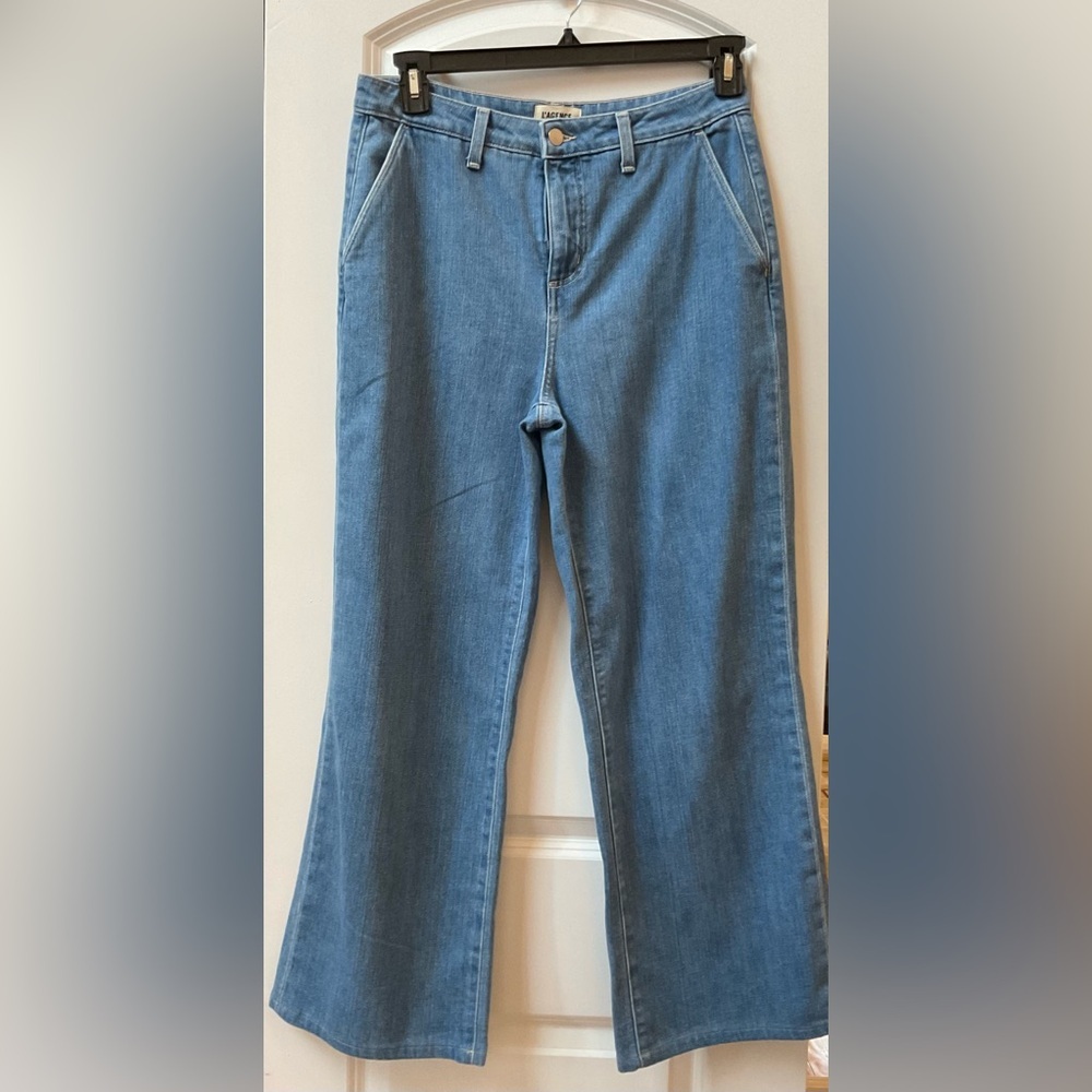 L’Agence Weston Wide Leg Denim Trousers